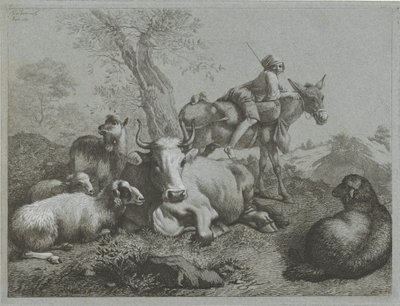 Herde på åsna med flock Shepherd-scener (serietitel) av Francesco Londonio