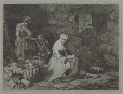 Interiör av ett hus, 1763. av Francesco Londonio