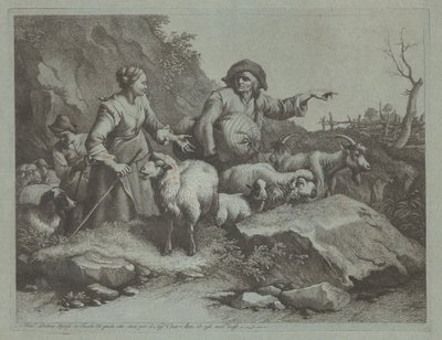 Bonde med säck och två herdinnor, efter 1765. av Francesco Londonio