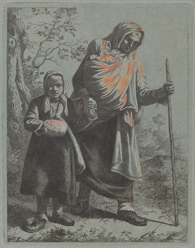 Bondekvinna med bebis och liten flicka, 17601764. av Francesco Londonio