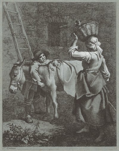 Herdepojke som talar till en bondflicka, 1764. av Francesco Londonio