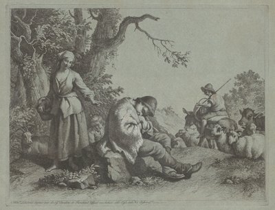 Sovande herdepojke och kvinna med ett barn, 17591782. av Francesco Londonio