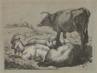 Stående oxe, två får och en get, ca. 1762. av Francesco Londonio