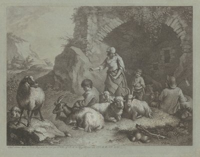 Kvinna, herdepojkar och får nära en båge, 17591782. av Francesco Londonio