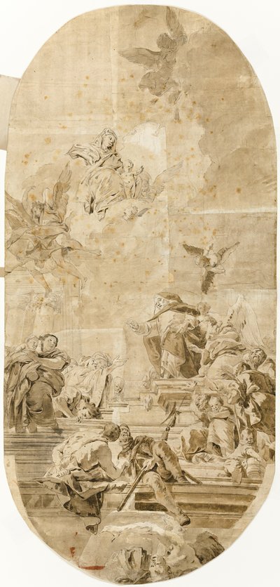 Studie för instiftande av rosenkransen av Saint Dominic av Francesco Lorenzi