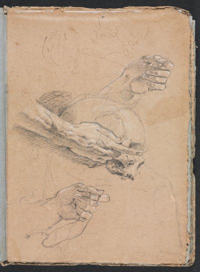 Verona Skissbok: Studie av händer och skalle sida 21, 1760. av Francesco Lorenzi