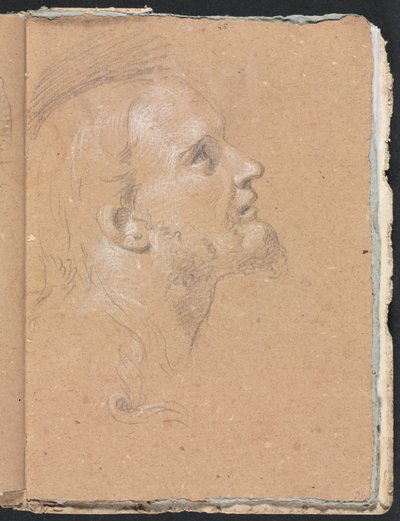 Verona Skissbok: Manligt huvud på profilsidan 91, 1760. av Francesco Lorenzi