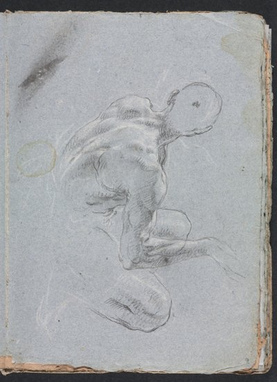 Verona Skissbok: Naken man från baksidan sidan 9, 1760. av Francesco Lorenzi