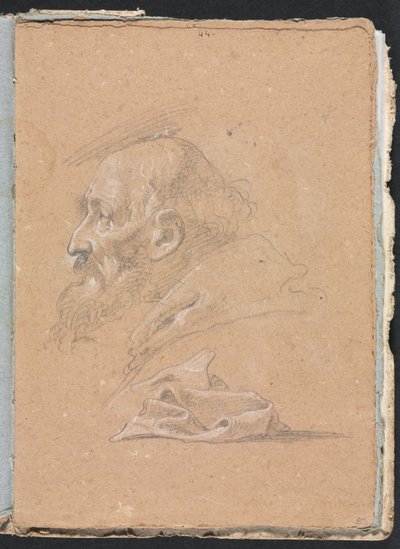 Verona Skissbok: Munk i profil med draperi sida 87, 1760. av Francesco Lorenzi