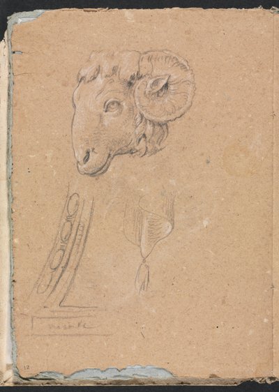Verona Skissbok: Rams huvud sida 12, 1760. av Francesco Lorenzi
