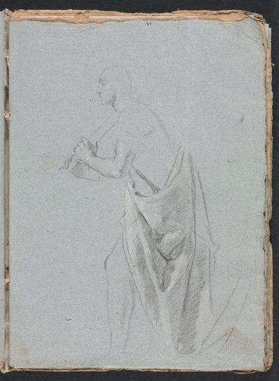 Verona Skissbok: Stående hane med draperi sida 19, 1760. av Francesco Lorenzi