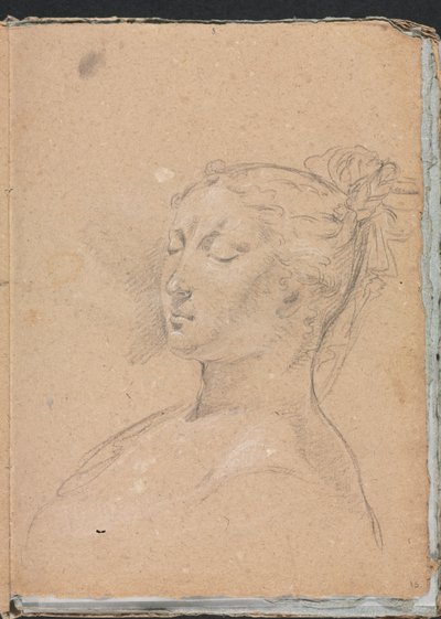 Verona Skissbok: Kvinna med slutna ögon sida 15, 1760. av Francesco Lorenzi