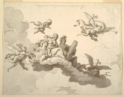 Teckning, Förslag till takmålning: Ödmjukhetens och styrkans triumf, ca 1780 av Francesco Manno