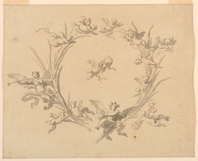 Teckning, Studie till freskdekoration, Quirinalpalatset, Rom, 1815-16 av Francesco Manno