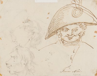 Sida med karikatyrer (penna, penna och bläck på papper) av Francesco Nenci