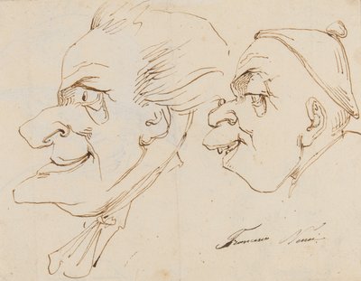 Sida med karikatyrer (penna, penna och bläck på papper) av Francesco Nenci