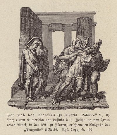 Eteokles död (gravyr) av Francesco Nenci
