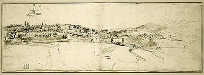 Utsikt över Rom (penna och bläck och tvätt på papper) av Francesco Panini