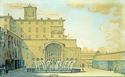 Utsikt över Rom (akvarell på papper) av Francesco Panini
