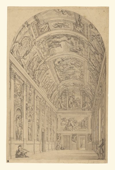 Vy över Farnese-galleriet, Rom av Francesco Panini