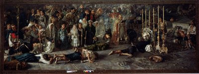 Il voto (Fete i hyllning till St Pantaleon 27 juli i Miglianico i Abruzzo, Italien) - olja på duk av Francesco Paolo Michetti