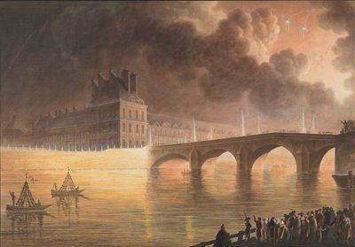 Högtid för allmän fred ges i Paris den 18 Brumaire. Kungliga bron, 1801-2 av Francesco Piranesi