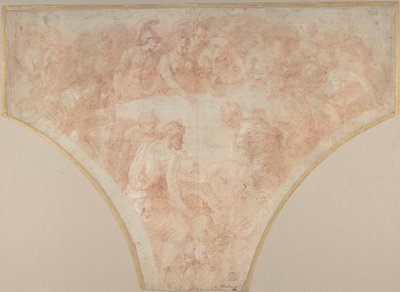 Discordens äpple kastat av Eris vid Peleus och Thetis bröllop: Study for Fresco..., 1504-70. av Francesco Primaticcio