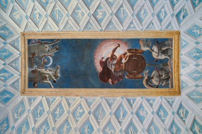 Solens och månens kammare (Camera del Sole e della Luna): solens och månens vagnar som drivs av Diana och Apollo av Francesco Primaticcio