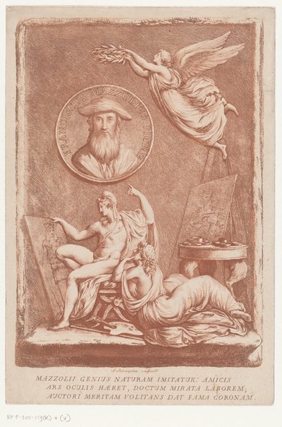 Allegori över konstnären Francesco Mazzoli, känd som Parmigianino av Francesco Rosaspina