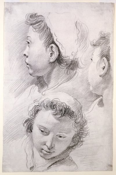 Tre studier av huvudet av en yngling av Francesco Salvator Fontebasso