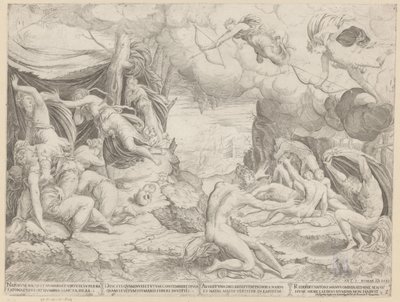 Apollo och Diana dödar Niobes barn av Francesco Salviati