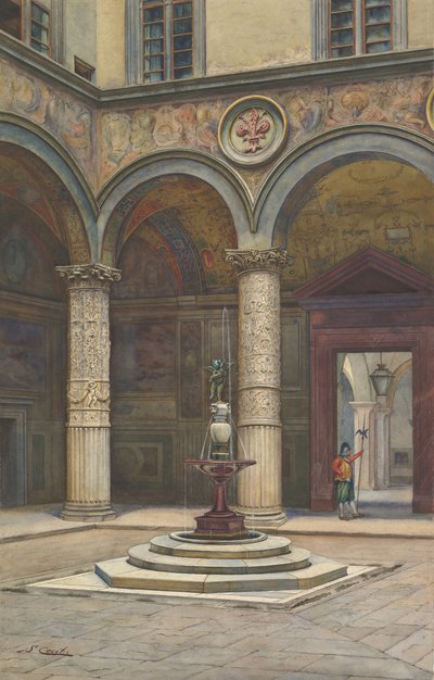 Gården till Palazzo Vecchio, Florens, 1800-talet. av Francesco Salviati