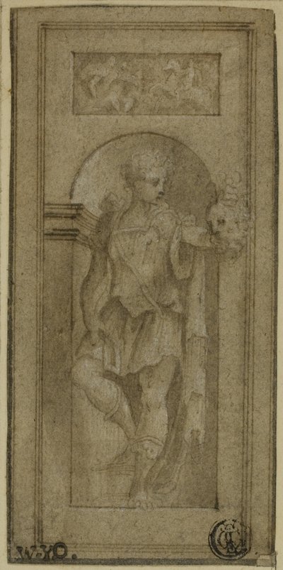 Nischad staty av David med Goliat-huvudet av Francesco Salviati