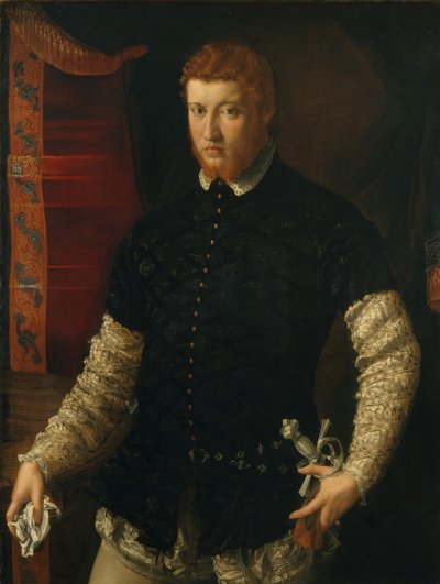 Porträtt av en man. av Francesco Salviati