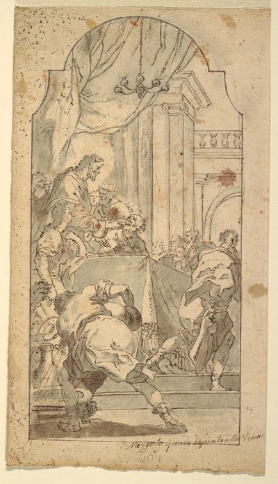 Teckning, Den sista måltiden, 1746-86 av Francesco Saverio Mergolo