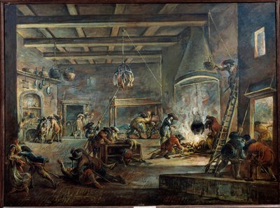 Plundrar en gård. Målning av Francesco Simonini (1686-1753) utförd efter Jacques Callot av Francesco Simonini