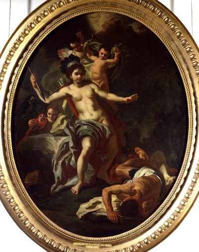 Allegory of America Målning av verkstaden av Francesco Solimena (1657-1747) (ec.ital.) 1738 La Rochelle, Museum of the New World. av Francesco Solimena