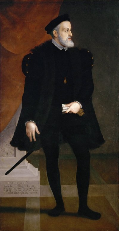 Porträtt av kejsaren Karl V (1500-1558) - Francesco Terzio (Terzi) (ca 1523-1591). Olja på duk, ca. 1550. Mått : 204x108 cm. Konsthistoriska museet, Vienne av Francesco Terzio