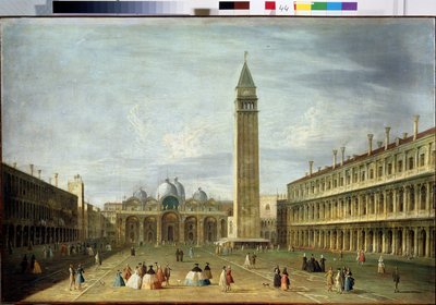 Markusplatsen (San Marco) (eller Piazzetta) i Venedig med Markuskyrkan och Campanile. (Markusplatsen i Venedig). Målning av Francesco Tironi (1745-1797). Olja på duk, 72 x 109 cm. Venetiansk konst från 1700-talet. Statens museum Ark av Francesco Tironi