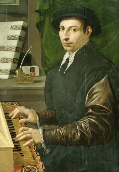 Porträtt av en man som spelar en oskuld av Francesco Traballesi