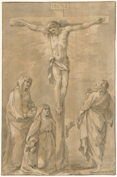 Kristus på korset, med Maria, Katarina av Siena och Johannes av Francesco Vanni
