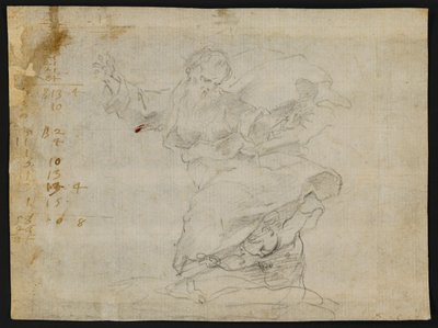 Studies for Christ Giving a New Heart to Saint Catherine of Siena (recto); Gud Fadern i luften med utsträckta armar (verso) av Francesco Vanni