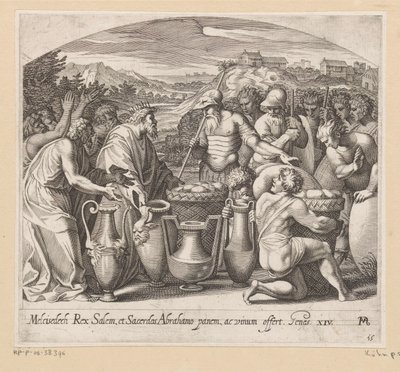 Abrahams möte med Melkisedek Målningar i Rafaels loggia (serietitel) La Sacra Genesi (serietitel) av Francesco Villamena