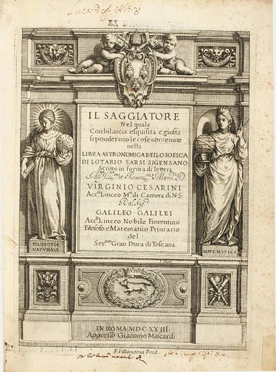 Frontispice av "The Assayer" av Galileo Galilei, 1623 av Francesco Villamena