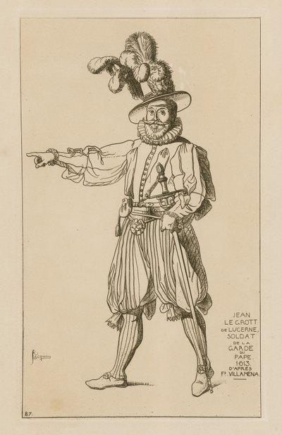 Jean le Grott av Luzern, påvens gardist, 1613 av Francesco Villamena