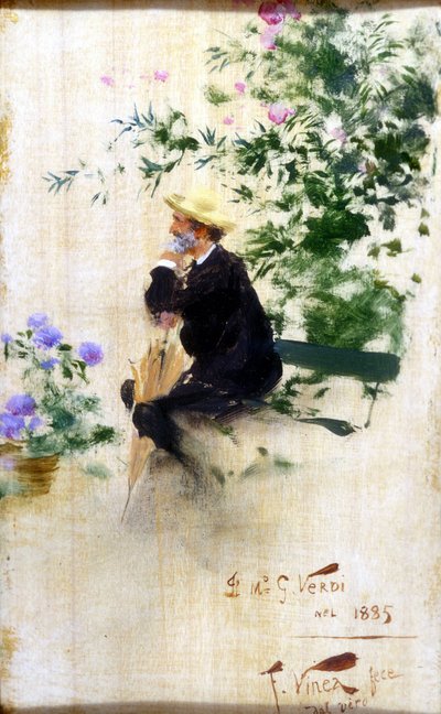 Porträtt av Giuseppe Verdi av Vinea Francesco (1845 - 1902). 1885. Museet för Scala, Milano. av Francesco Vinea