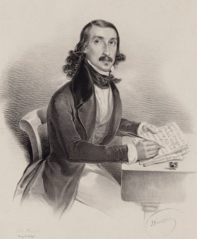 Porträtt av sångaren och kompositören Giacinto Marras 1810-1883, 1840. av Francesco Wenzel