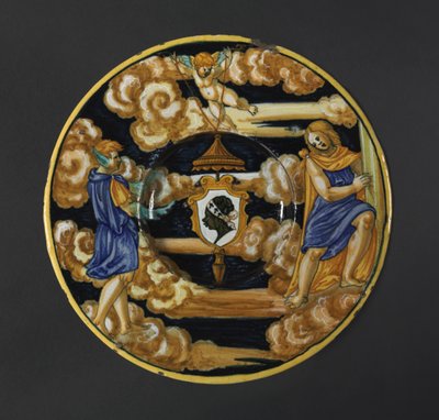 Tallrik med familjen Puccis vapen, 1532. av Francesco Xanto Avelli