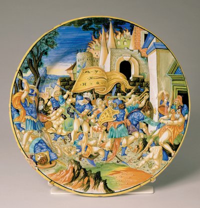 Tallrik med slaget vid Roncevaux av Francesco Xanto Avelli