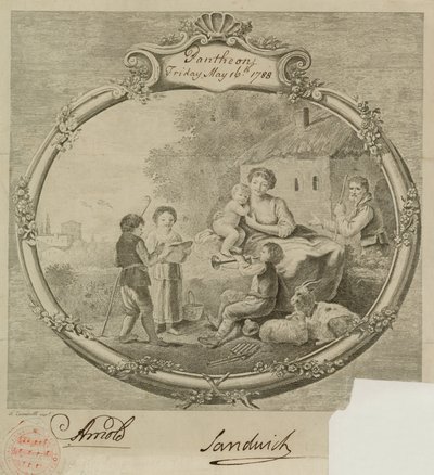 Gårdsscen med barn som sjunger och spelar musikinstrument av Francesco Zuccarelli